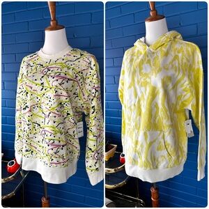 (2) Nordstrom BP women small sweatshirt hoodie green cream